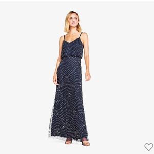 Adrianna Papell Navy Beaded Gown